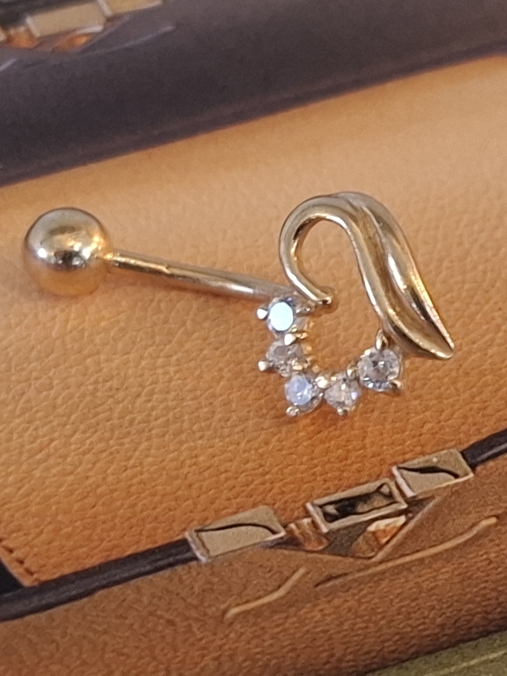 Real 14KT Gold Diamond Navel Ring - Women's Jewelry